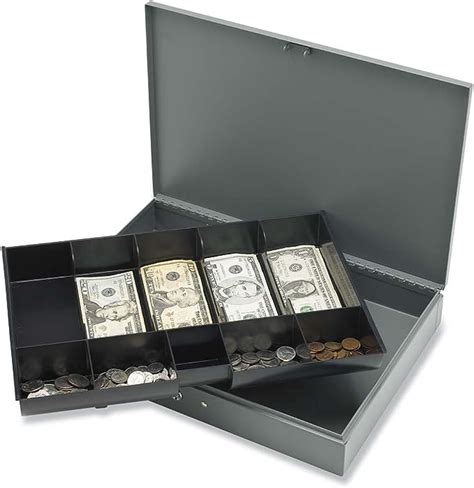 Sparco Cash Box, with 2 Keys, 10 Compartments, 15 